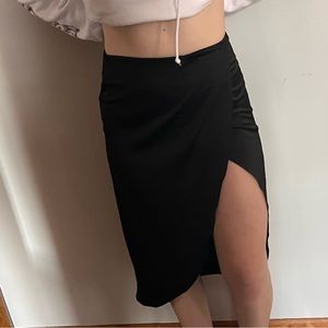 Urban outfitters black satin slit midi skirt size small